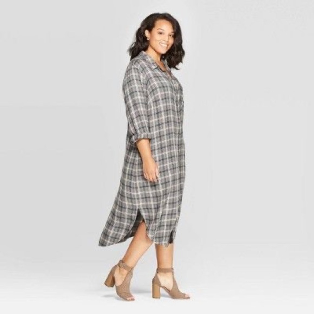 Universal Thread Plaid Midi Shirt Dress